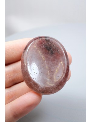 Healcrystal Mutluluk Veren Sevgi Enerjisi ve Parmaklarınızdaki Tatlı Şifa: Çilek Kuvars Doğal Taş Parmak Masaj Taşı