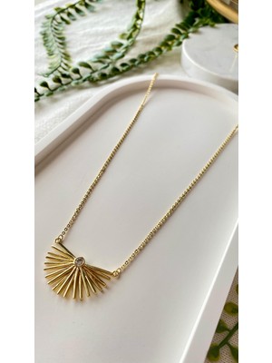 Shesra Vıp 14K Taşlı Güneş 50CM Kolye