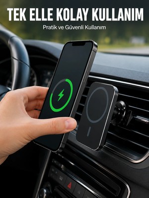Palmira Demir Araç Içi Manyetik Telefon Tutucu ve 15W Kablosuz Hızlı Şarj Cihazı
