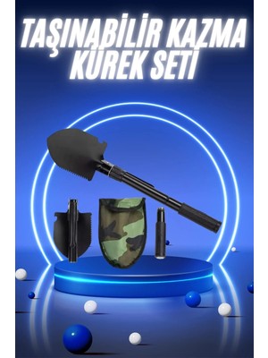 Palmira Demir Pusulalı Katlanabilir Kazma Kürek Kamp Seti Kamp Küreği Portatif Çantalı