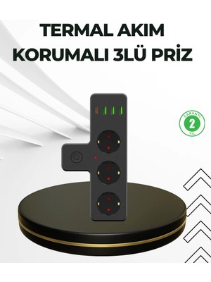 Palmira Demir Masa Üstü Çoklu Priz USB ve Type-C Çıkışlı Güç Dağıtıcı