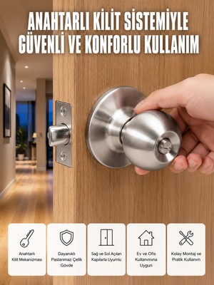 Vuralsin38 Estetik Güvenli Topuzlu Kapı Kilidi