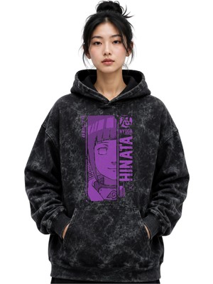 Sevbano Hinata Hyoga Naruto Anime Baskılı Unisex Oversize Yıkamalı Premium Hoodie Sweatshirt