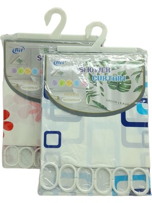 İlk El Grup Çif Kanat Pvc Banyo Perdesi 2 Parça x 90X180CM - 12 Halkalı