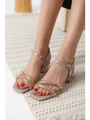 Trendella Rose Gold Taşlı Kadın Topuklu Sandalet TR25MY04D