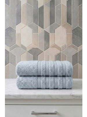 Seritaine 2'li Işıl Premium Banyo Havlusu 70X140CM - Açık Mavi - %100 Pamuk - 600 Gr/m2
