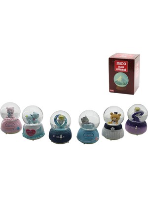 İlk El Grup Orta Boy - 8cm Pilli - Işıklı Müzikli Kar Küresi Cam Hayvan Figürlü - Desen Mix Renkli Herhan