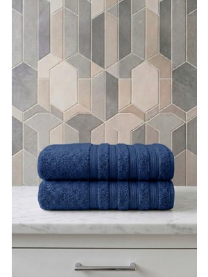Seritaine 2'li Işıl Premium Banyo Havlusu 70X140CM - Lacivert - %100 Pamuk - 600 Gr/m2