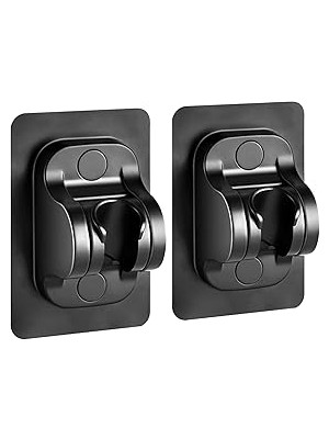 Mey İthalat Kyrotech 2'li Set Ayarlanabilir Kendinden Yapışkanlı Duş Başlığı Askısı, Siyah Duvara Monte Duş Başlığı Tutucu, Matkap Gerektirmez Sabit Braket, Suya Dayanıklı Banyo Duş Başlığı Sabitleyici Aksesuar