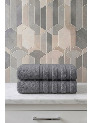 Seritaine 2'li Işıl Premium Banyo Havlusu 70X140CM - Gri - %100 Pamuk - 600 Gr/m2