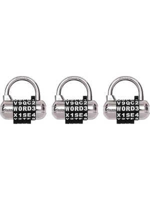 Mey İthalat Master Lock 2-1/2 Inç (64 Mm) Genişliğinde Kendi Kelime Kombinasyonu Asma Kilidi Değiştirilebilir, Çıkarılabilir Kadranlı Set; Siyah; 3 Paket. 1534EC3