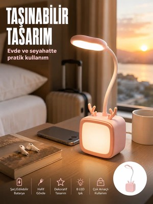 Zenviaa Modern Tasarımlı Şarj Edilebilir LED Gece Lambası Zenviaamm
