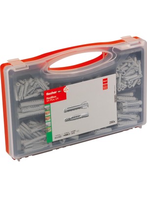 Mey İthalat Fischer Red-Box Ux/sx Plus, Dübel Kutusu, 160 Evrensel Dübel, Ux & 130 Genişletme Dübelleri Sx Plus, Önceden Sınıflandırılmış Dübel Seti, Çok Sayıda Yapı Malzemesi ve Sabitleme Için
