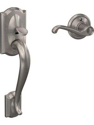 Mey İthalat Schlage FE285 Cam 619 Fla Rh Camelot Trim Alt Yarısı Ön Giriş Sapları, Sağ Kollu, Nikel Saten