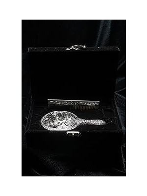 Mey İthalat Turan DESIGN.925 Ayar Gümüş Ayna ve Tarak Seti, Orijinal El Yapımı Hediyelik Gümüş El Aynası ve Gümüş Tarak Seti