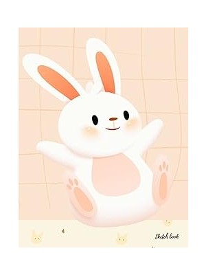 Mey İthalat Sketch Book: (Cute Bunny Cute Orange Pattern Cover) 8.5 x 11 Inches 110 Pages, Blank Unlined Paper For Sketching, Drawing , Whiting , Journaling & Doodling