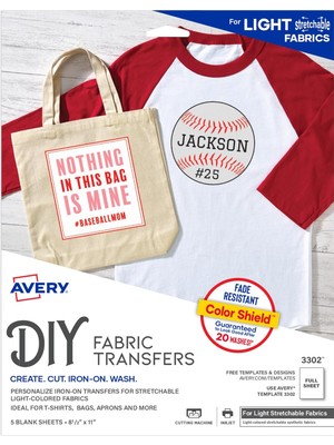 Mey İthalat Avery Hafif Kumaşlar Için Yazdırılabilir Gerilebilir Isı Transfer Kağıdı, 8.5 "x 11", Mürekkep Püskürtmeli Yazıcı, 5 Yaprak (3302)