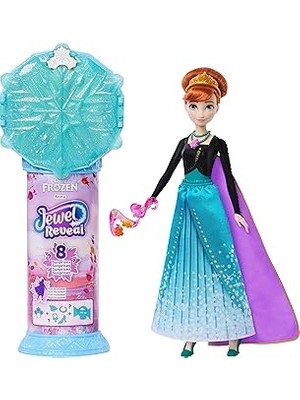 Mey İthalat Mattel Filmden Ilham Alan Mattel Disney Karlar Ülkesi Anna Bebek, Aksesuarlar, Kar Tanesi Şeklinde Değerli Taş Kutusu ile Çocuk Yüzüğü Dahil 8 Sürpriz ve 9 Oyun Parçası, JJY37