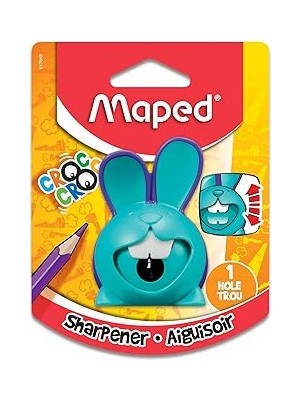 Mey İthalat Maped Croc Innovation 1 Delikli Kalemtıraş - Hareket Halindeyken Bileme - Verimli, Keskin Kaplama - Eşsiz Tavşan Tasarımı - Çeşitli Renkler