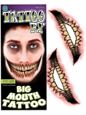 Mey İthalat Clearstone Tinsley Transfers MW-131277 Evil Grin Big Mouth Geçici (Dövme Transfer, Tek Beden