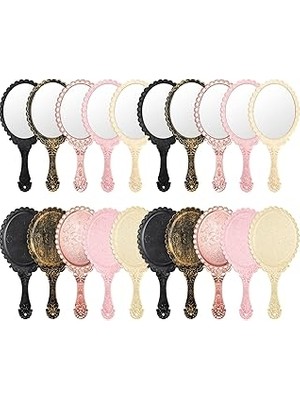 Mey İthalat Namalu 20 Adet Vintage El Aynası, 9.8" U x 4.5" G Taşınabilir El Aynası Vintage Kabartmalı Çiçek Retro El Aynası Saplı Kompakt Makyaj Aynası Kadınlar Için Yüz Makyajı Seyahat (Çok Renkli)