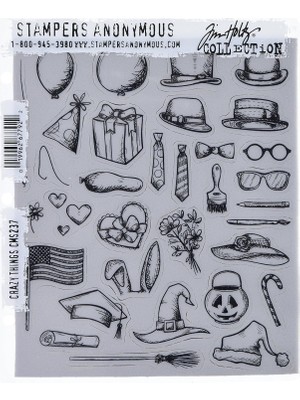Mey İthalat Tim Holtz Cling Stamps 7"x8.5"-Crazy Things
