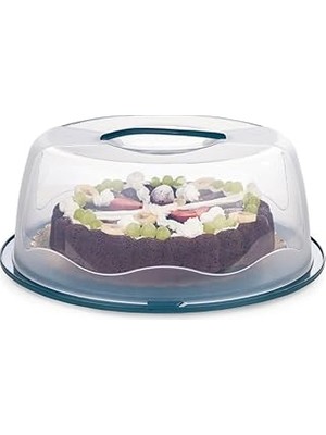 Mey İthalat Geçmeli Kilitli, Kapaklı ve Saplı Yaş Pasta, Kek Taşıyıcı, Mutfak Saklama Için Yuvarlak Fanus, Bpa Içermeyen Kek Fanusu, Börek, Çörek Saklama Kabı, Cupcake, Turta Taşıma Kutusu (Lacivert)