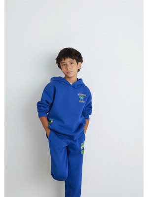 Mavi Minecraft Baskılı Mavi Sweatshirt 6S10174-70896