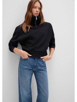 Mavi Yarı Fermuarlı Dik Yaka Siyah Sweatshirt 1S10434-900