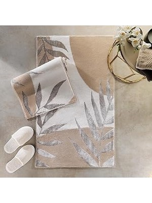 Mey İthalat Schafer Home Floral 2 Li Pamuk Floş Banyo Paspası-Bej