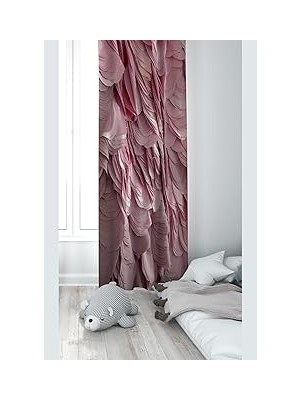 Mey İthalat Pelangi Pembe Katmanlı Desenli Dijital Baskı Yıkanabilir Bebek Çocuk Odası Fon Perdesi, Pembe 140 x 240