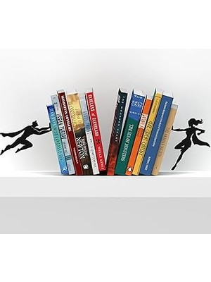 Mey İthalat Artori Design Kitap Tutmak Için Kitap Desteği, Sağlam, Gizli Metal Kitap Desteği, Raflar, Kitap Desteği, Kitap Tutucu, Kitap Tutucu, Ev Için, Dekoratif Hediye (Supergal+Kitap ve Kahraman)