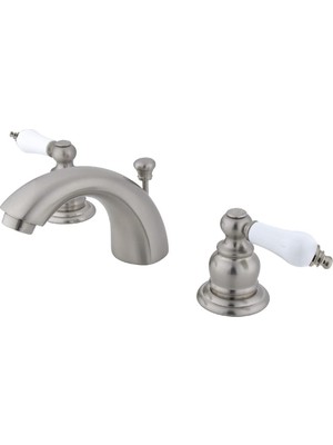 Mey İthalat Kingston Brass KB948B Viktorya Mini Yayılmış Lavabo Musluğu, Fırçalanmış Nikel