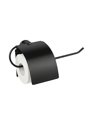 Mey İthalat Yapışkanlı Tuvalet Kağıdı Askısı | Kapaklı Paslanmaz Metal Wc Kağıtlık | 10 * 10 cm Siyah Renk | Delmesiz Kolay Kurulum