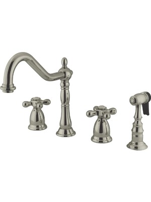 Mey İthalat Kingston Brass KS1798AXBS Heritage Yaygın Mutfak Musluğu, Saplı ve Pirinç Püskürtücü, Fırçalanmış Nikel