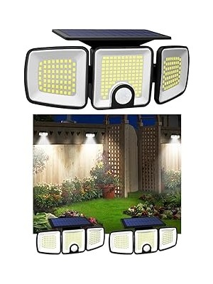 Mey İthalat Greentech Güneş Enerjili 223 Cob Ledli, Hareket Sensörlü, 3 Taraflı AYDINLATMA/GT-SL25