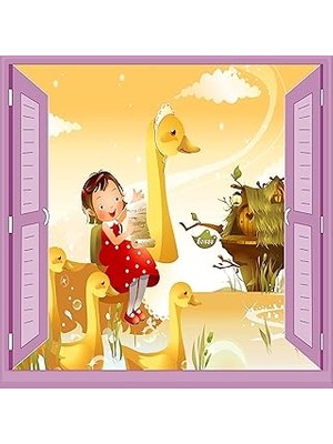 Mey İthalat Çocuk Odası Bebek Odası Pencere Poster Duvar Kağıdı Ördekler