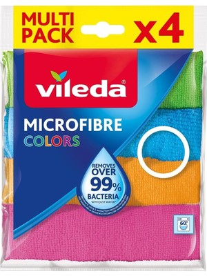 Mey İthalat Vileda 151502 Colors Mikrofiber Bez 4'lü Paket, 30X30