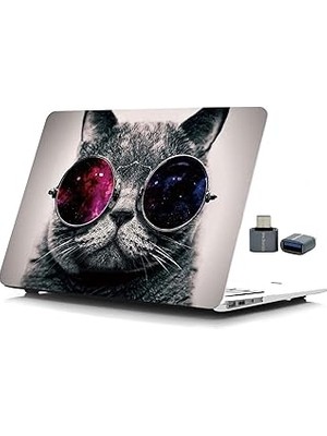 Mey İthalat Mcstorey MacBook Air 13 Inç Kılıf A2337 M1 A2179 A1932 Uyumlu Mat Sert Kapak Uv Baskılı Kedi Desenli Koruyucu Hard Case Çizilme Önleyici Laptop Kılıfı Çok Renkli
