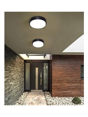 Mey İthalat 15W Artos Siyah LED Nem Su Geçirmez Banyo Bahçe Balkon Modern Tavan Duvar Lambası Beyaz Işık 6500K IP65 Dış Mekan Kullanıma Uygun