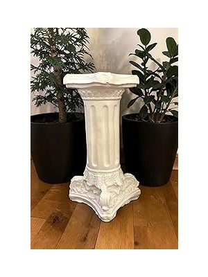 Mey İthalat Dekoratif 53 cm Parlak Inci Beyaz Roma Sütunu Ev Bahçe Balkon Dekorasyon Bohem Biblo Heykel