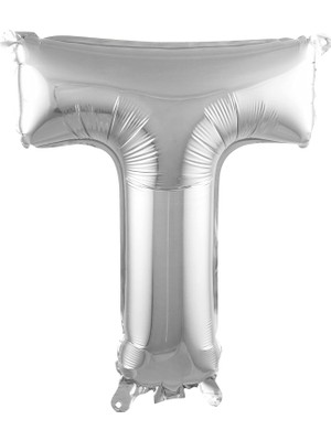 Mey İthalat T Harfi 16 Inç Gümüş Renk Folyo Balon 36 cm (Gümüş)