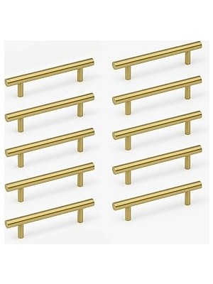 Mey İthalat Alteta 10 Adet (128 mm - 12.8 Cm) Gold Altın Metal Mobilya Mutfak Çekmece Dolap Kulbu Kulpu Kulpları