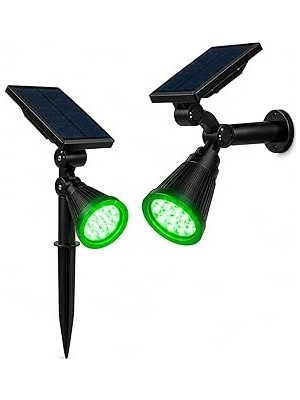 Mey İthalat Forlife Yeşil 18 LED Spot Güneş Enerjili Bahçe Aydınlatma Lambası, Fotoselli, Spike Aplik, 18W Su Geçirmez Dış Mekan Solar Lamba, Ağaç, Veranda, Garaj, Havuz, Duvar ve Zemin Montajına Uygundur 42 cm