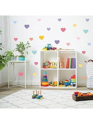 Mey İthalat Aputue Çocuk Duvar Çıkartmaları, 8 Sayfa Renkli Pvc Dıy, Ev Dekorasyonu Kalp Desenli, Kreş Bebek Odası Anaokulu Için Çıkarılabilir Kendinden Yapışkanlı Eğitici Eğlenceli Sticker Seti