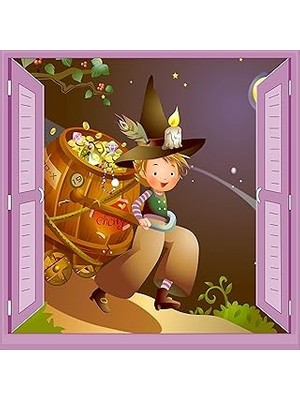 Mey İthalat Çocuk Odası Bebek Odası Pencere Poster Duvar Kağıdı Altınlar