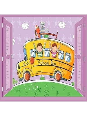 Mey İthalat Çocuk Odası Bebek Odası Pencere Poster Duvar Kağıdı Otobüs