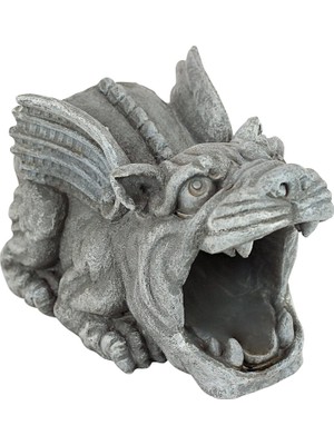 Mey İthalat Design Toscano Roland Der Gargoyle Çatı Oluğu Bekçisi Yağmur Borusu Uzatması Heykel, Poliresin, Tam Renkli, 25,5 cm