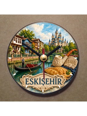 Bsb Eskişehir Temalı Magnet Saat Buzdolabı Saati Duvar Saati 10,5cm MS1125