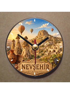 Bsb Nevşehir Temalı Magnet Saat Buzdolabı Saati Duvar Saati 10,5cm MS1143